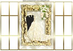 Beautiful Gold Frame with Ivory Wedding Dress & Tux, Gatefol