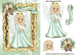 Sweet Angel Christmas Blessings in Gold Frame