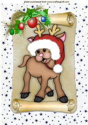 Cute Little Reindeer on a Scroll A4