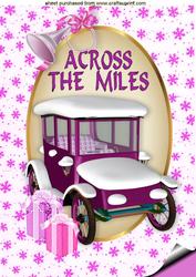 Across the Miles Pink Vintage Car with Snow & Horn A4