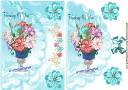 Thinking of You, Vase of Flowers on Scalloped Envelope