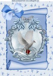 Beautiful Winter Shield of a Dove on a Scroll A4