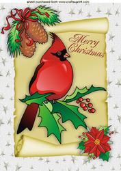 Red Robin with Cones on a Scroll A4