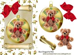 Cute Little Teddy in a Bauble with Big Red Bow