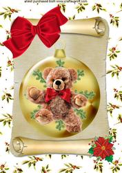 Cute Little Teddy in Bauble, with Big Red Bow A4