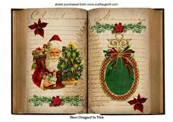 Christmas Memories Vintage Book with Santa A4