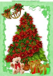 Christmas Tree with Presents and Cuddly Teddy Bear A4
