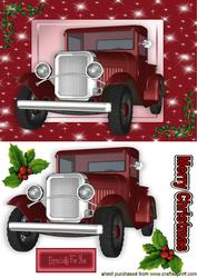 Vintage Car in Star Frame with Holly