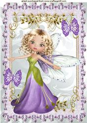 Pretty Faerie with Butterflies in Lace Frame A4