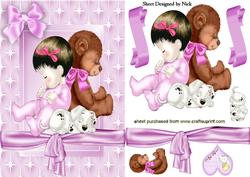Sweet Baby Girl with Adorable Puppy in Star Frame