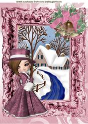 Dressed in Pink with Bells and Snow Scene A4