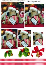 Cute Little Puppy with Santa Hat on Pyramids