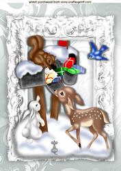 Beautiful Animals of the Forest in the Snow in Silver Frame