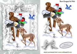 Beautiful Animals of the Forest in the Snow in Silver Frame
