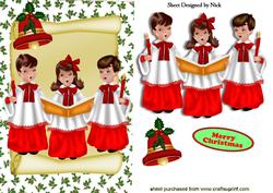 Carol Singers on a Scroll with Bell
