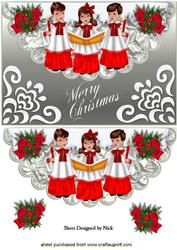Carol Singers with Snow on a Scalloped Envelope