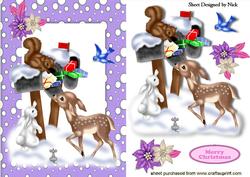 Cute Animals in Purple Snow Frame