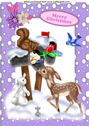 Cute Animals in Purple Snow Frame A4