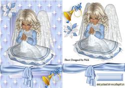 Sweet Praying Angel in Star Frame