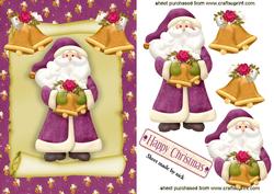 Santa on a Scroll with Christmas Bells