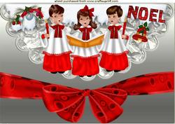 Carol Singers on Silver Scalloped Envelope A4