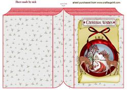 Beautiful Christmas Scene with Deers in Red Folded Book
