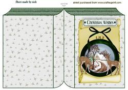 Beautiful Christmas Scene in Dark Green Folded Book