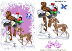 Woodland Animals in a Pretty Pink Snow Frame