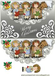 Little Donkey, Sweet Carol Singers on Scalloped Envelope
