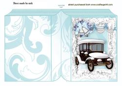 Vintage Car with Snow in Frame Folded Book