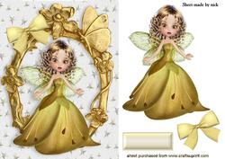 Precious Winter Gold Faerie in Gold Ornate Frame