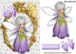 Pretty Lilac Winter Faerie in Gold Ornate Frame