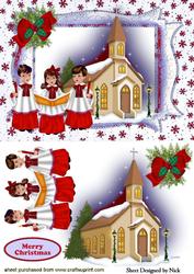 Carol Singers in Red, in Ornate Frame