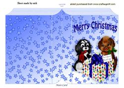 Cute Pair of Puppies with Present, Folded Book
