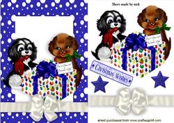 Cute Puppies with Present in Snow Frame