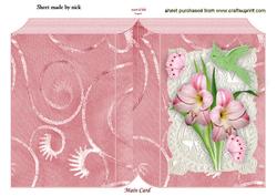 Pink Flowers with Bird and Butterflies Folded Book
