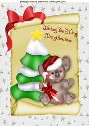 Koala Bear with Christmas Tree on a Scroll A4