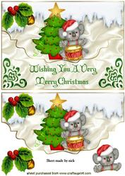 Koala Bear with Christmas Tree, Scalloped Envelope