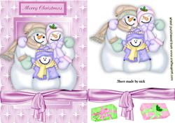 Snowman Family in Star Frame