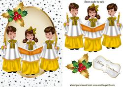 Carol Singers in Gold in Oval Frame with Stars
