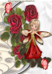 Pretty Trail of Roses Cascading with Little Faerie A4