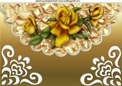 Gold Roses and Bow on a Scalloped Envelope A4