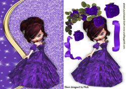 Pretty Lady in Purple with Purple Roses
