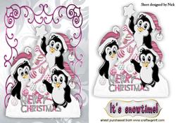 Cheeky Penguins with Pink Santa Hats On