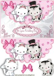 Cute Wedding Kitties on Scalloped Envelope