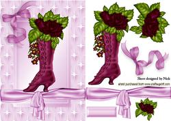 Victorian Boot with Red Roses in Star Frame
