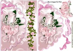 Pretty Pink Rose, with Border Roses on Scalloped Envelope