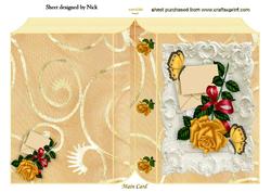 Pretty Gold Rose in Ornate Frame Folded Book