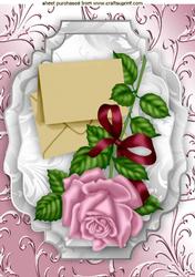 Pretty Pink Rose with Envelope A4