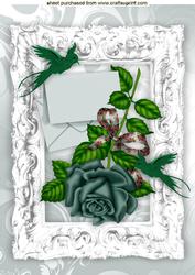 Beautiful Jade Rose with Envelope in Silver Baroque Frame A4